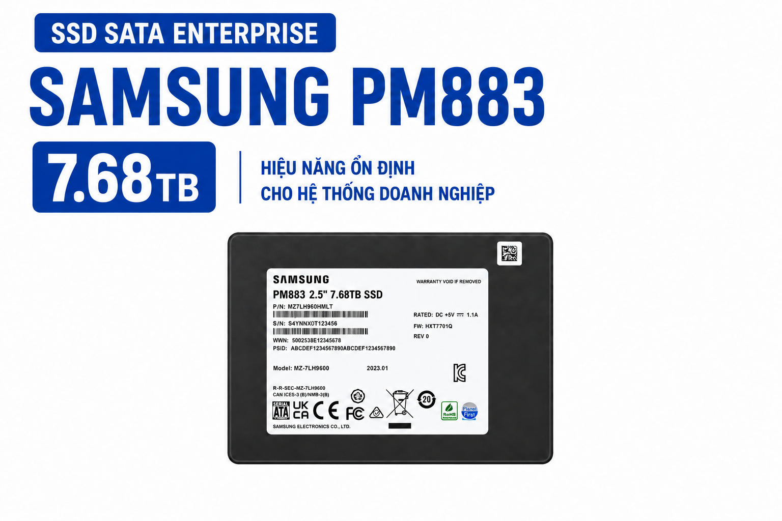 SSD Sata Enterprise Samsung PM883 7.68TB